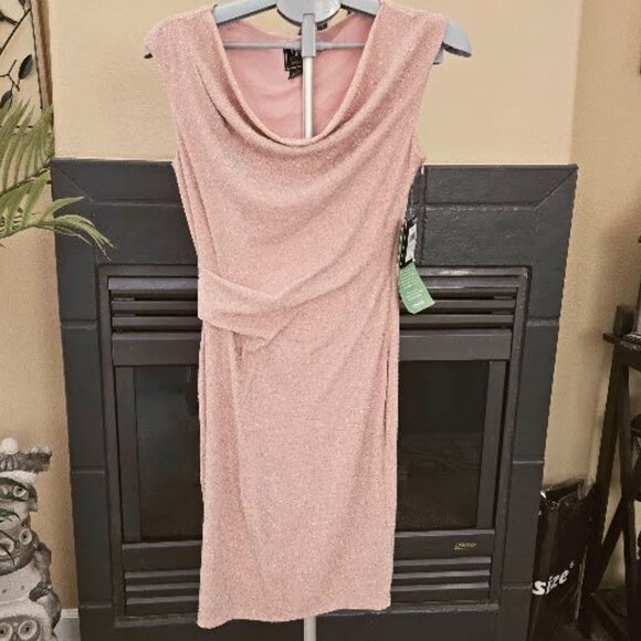 NWT JH Evening sz 8 petal pink and silver flecked sleeveless dress - Picture 1 of 4